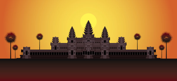 柬埔寨日出中的吴哥窟图片下载