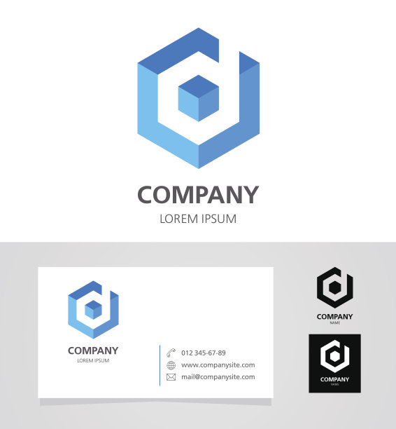 字母D -会徽设计元素与名片-插图素材图片