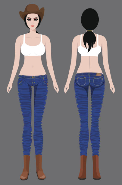 性感的年轻女牛仔站。一个漂亮女孩的肖像图片下载