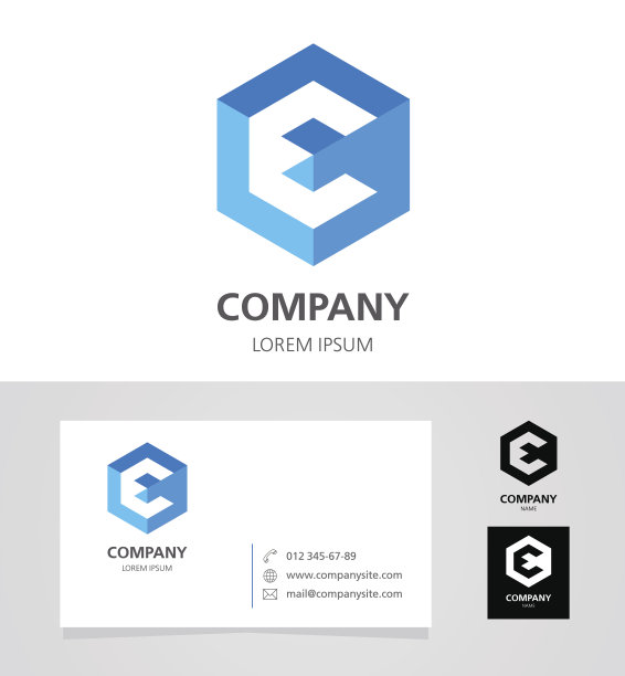 字母E -会徽设计元素与名片-插图素材图片