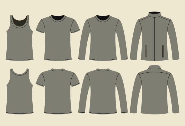背心，t恤，长袖t恤和夹克模板图片下载