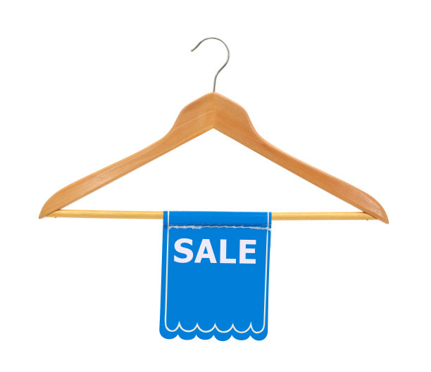 蓝色销售标志木衣架图片下载