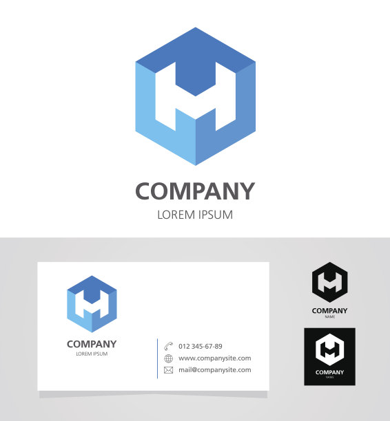 字母H -会徽设计元素与名片-插图素材图片