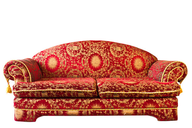 红色沙发孤立在白色背景上图片下载