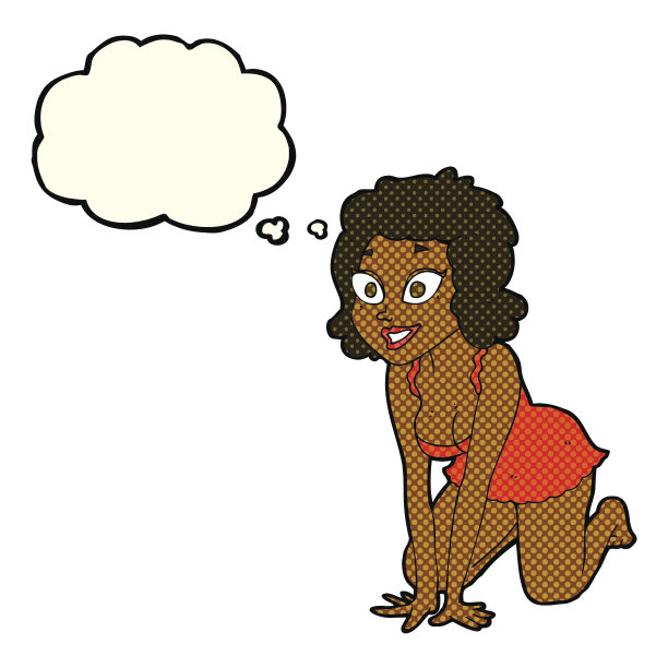 卡通有趣的性感女人与思想泡泡图片下载