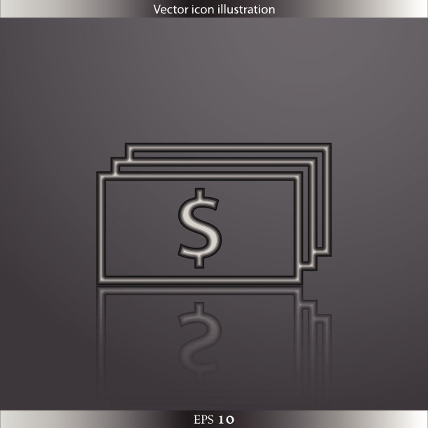 矢量钞票与美元符号网平图标图片下载