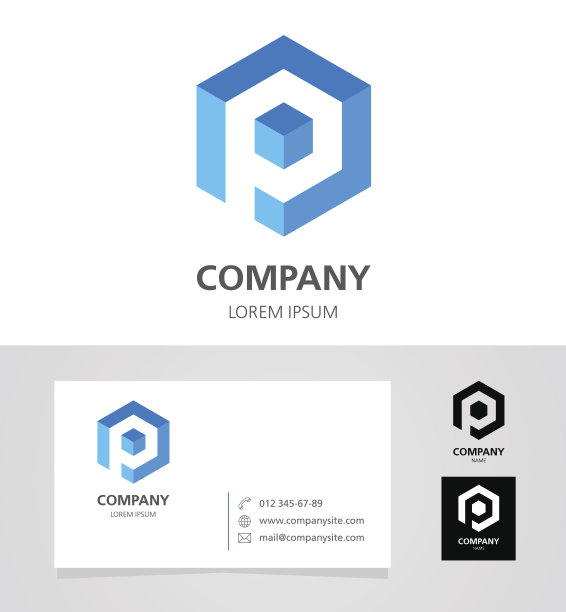 字母P -会徽设计元素与名片-插图素材图片