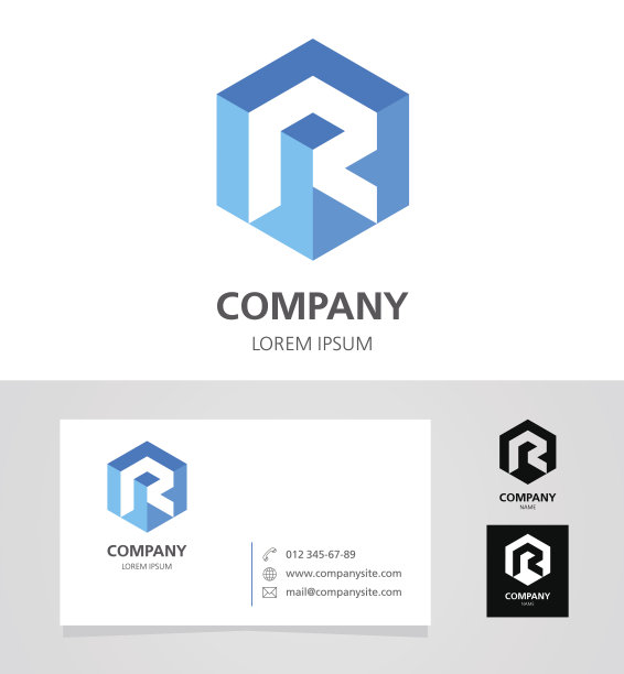 字母R -会徽设计元素与名片-插图素材图片