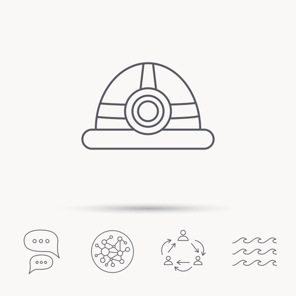 工程图标。工程师或工人头盔。图片下载