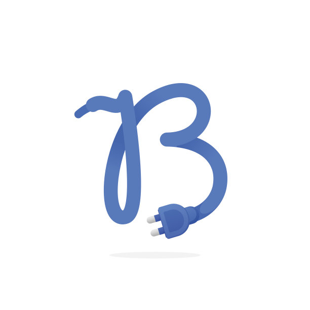 B字母图标由插头电缆形成。图片下载