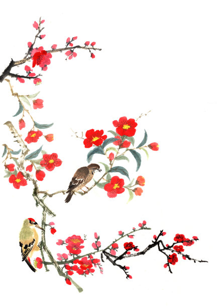 梅花与动物图片下载