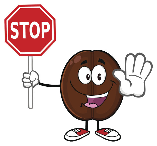 咖啡豆举着“停止”的标志图片下载