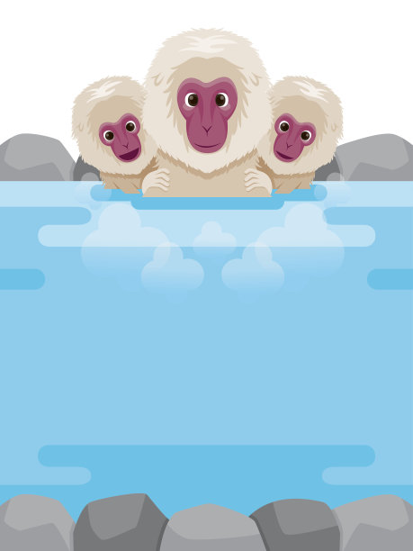 雪猴在温泉框里休息图片下载