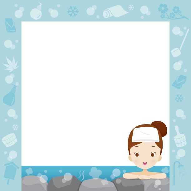 在温泉边境放松的女孩图片下载