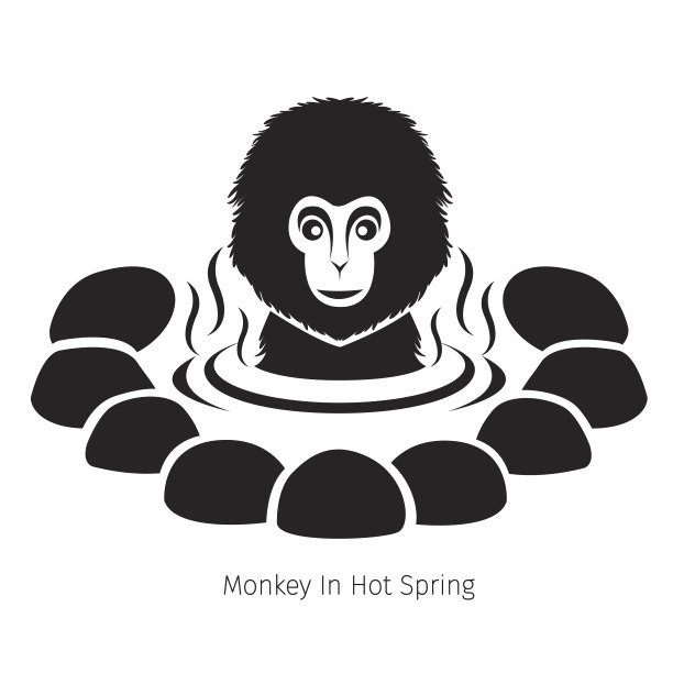 温泉里的雪猴，单色图片下载