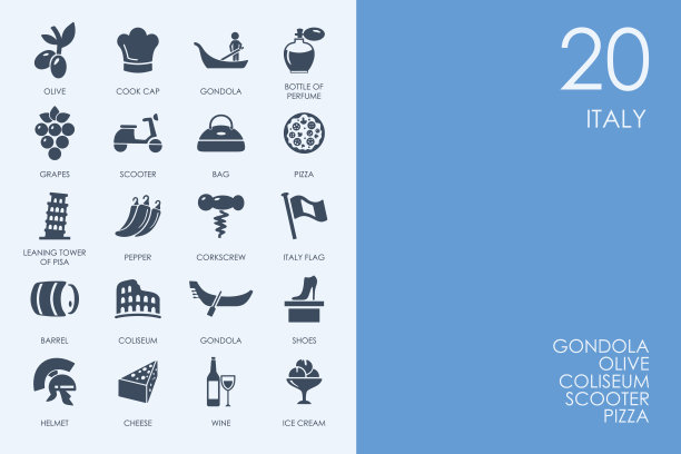 一套蓝色仓鼠图书馆意大利图标图片下载