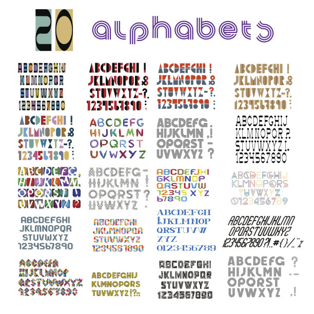 二十种字体、数字和标点符号图片下载