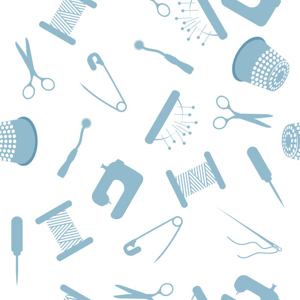 缝制蓝色无缝图案图片下载