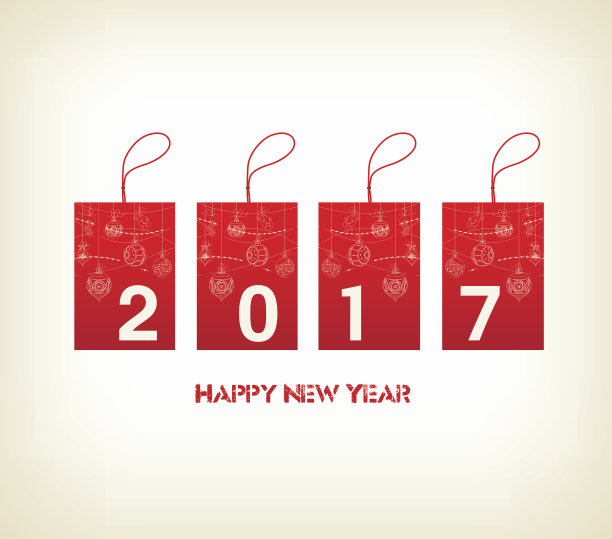 用球状饰品祝你2017年新年快乐图片下载