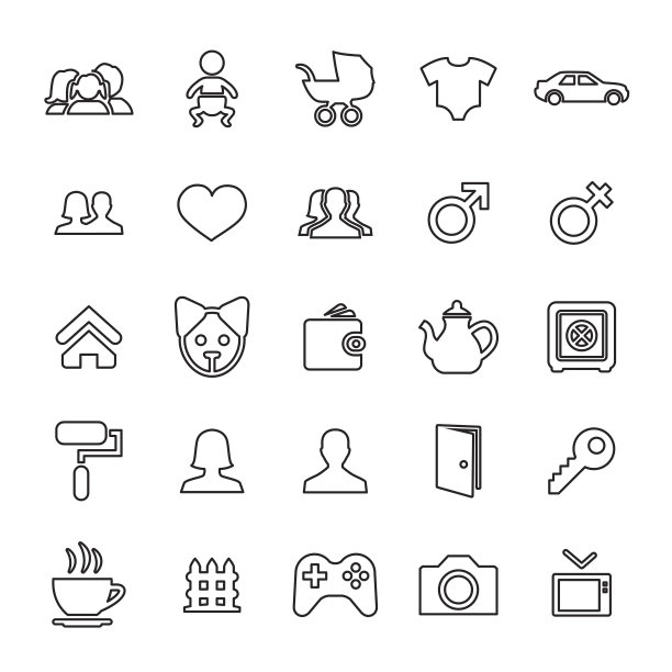 25个轮廓，通用的家庭图标图片下载