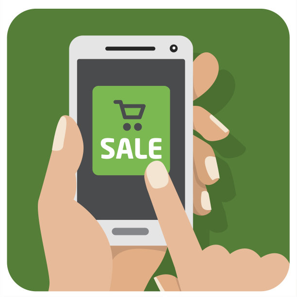 矢量平面插图图标与手持手机智能手机销售图片下载