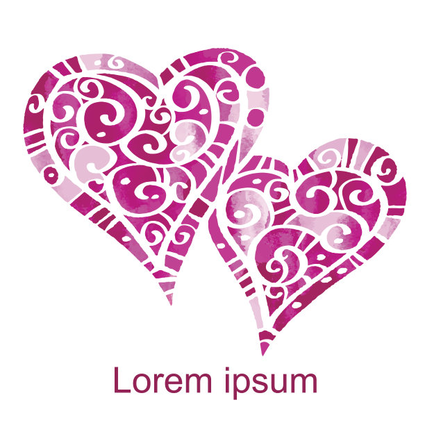 水彩心抽象波模式图片下载