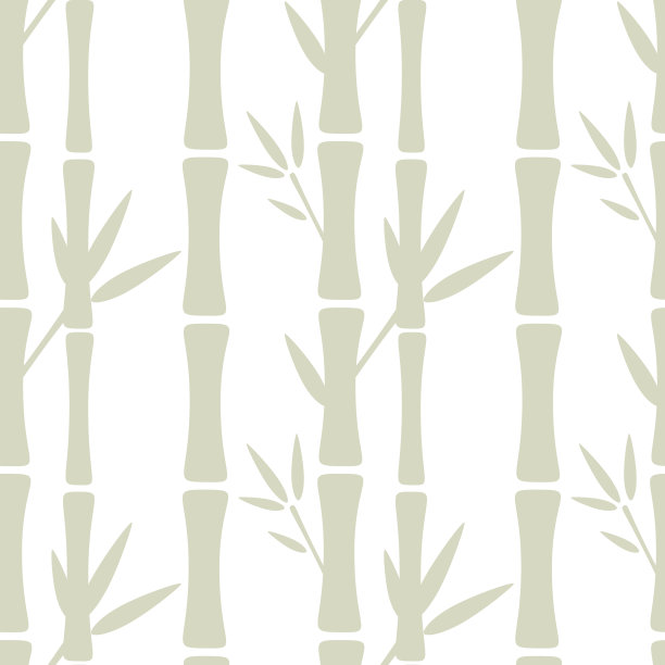 无缝图案与竹树和树叶的剪影图片下载