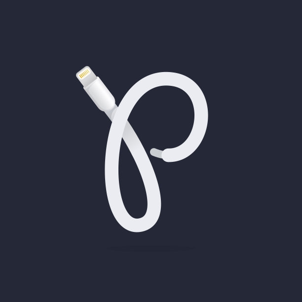 P字母图标由避雷电缆形成。图片下载