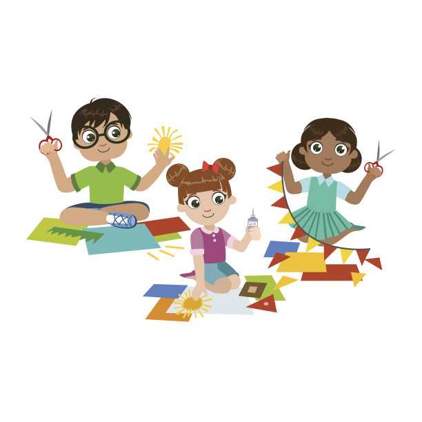 孩子们在做纸工艺品图片下载