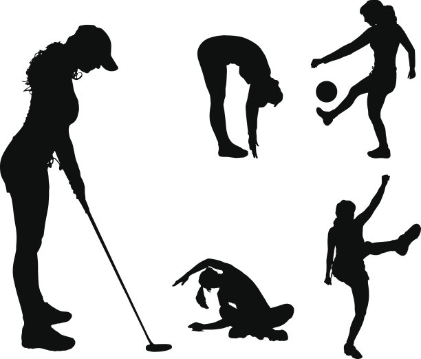 不同女人的矢量剪影。图片下载