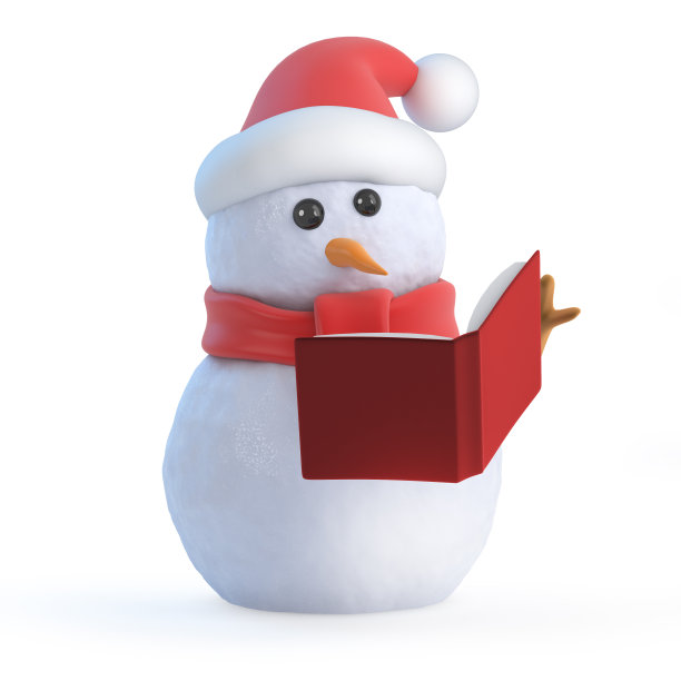 3d雪人读一本书图片下载