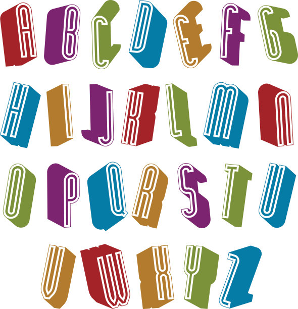 3d字体样式好，字母形状简单。图片下载