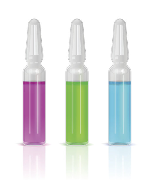 白色背景上有颜色溶液的安瓿图片下载