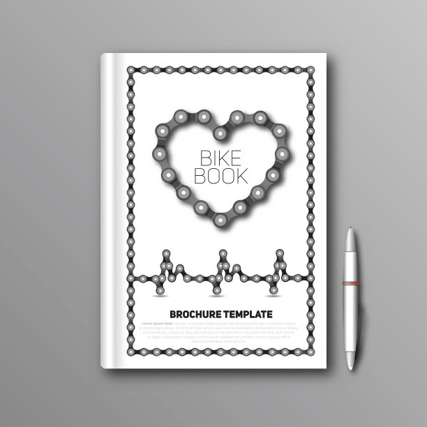 自行车链书，小册子模板，杂志向量图片下载