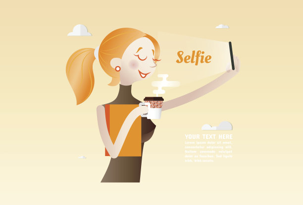 自拍，年轻女性用智能手机自拍图片下载