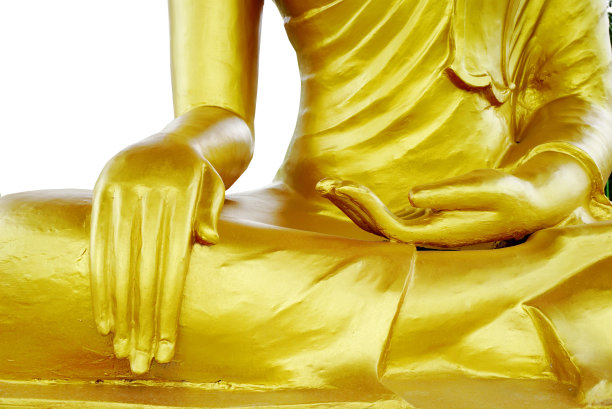 佛像集中于双手孤立的白色上图片下载