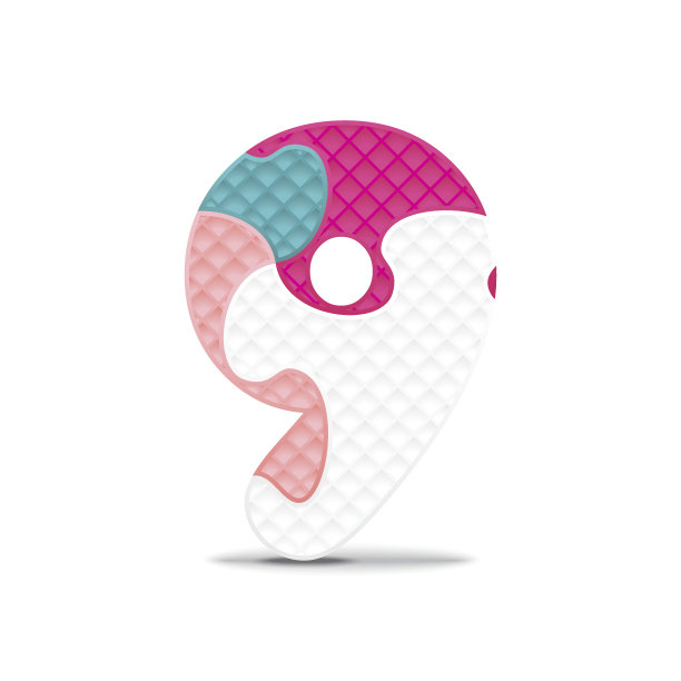 向量数字9写字母拼图图片下载