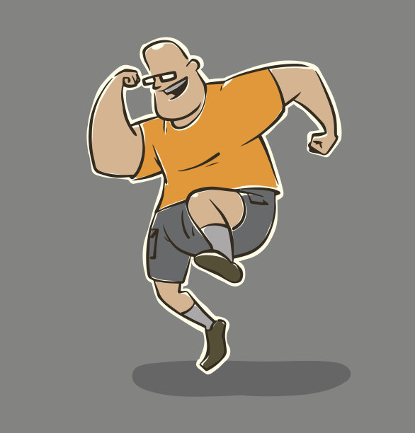 滑稽的人在做运动，单腿跳图片下载