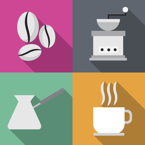 咖啡图标在序列烹饪矢量插图图片下载