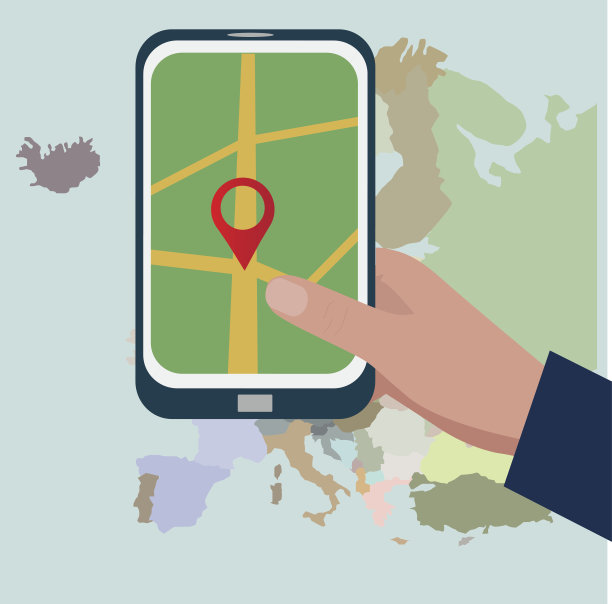 移动GPS导航概念。运行导航程序。图片下载