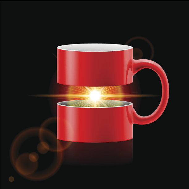 红色两部分杯，里面有阳光图片下载