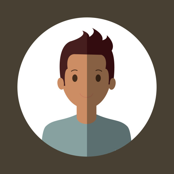 年轻人肖像与圆形彩色框架图标形象图片下载