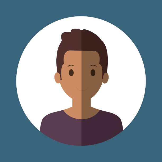 年轻人肖像与圆形彩色框架图标形象图片下载