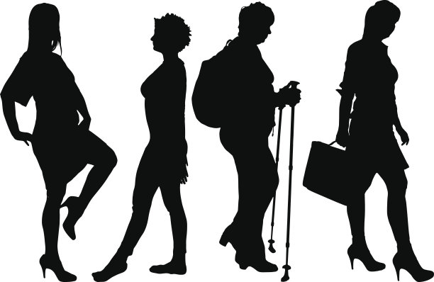 向量的女性剪影。图片下载