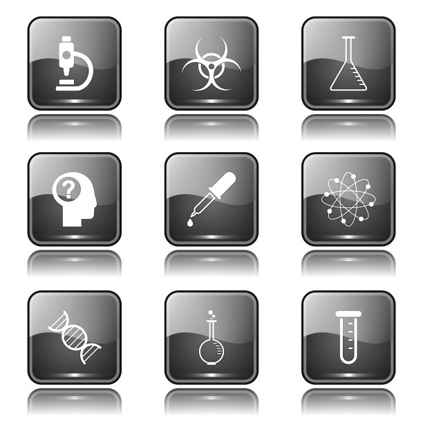 科学仪器正方形矢量黑色按钮图标设计集图片下载