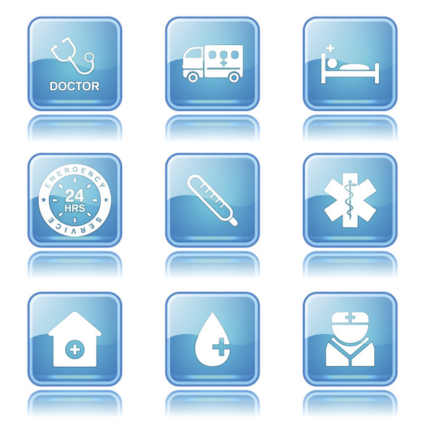 医院健康广场矢量蓝色图标设计集2图片下载