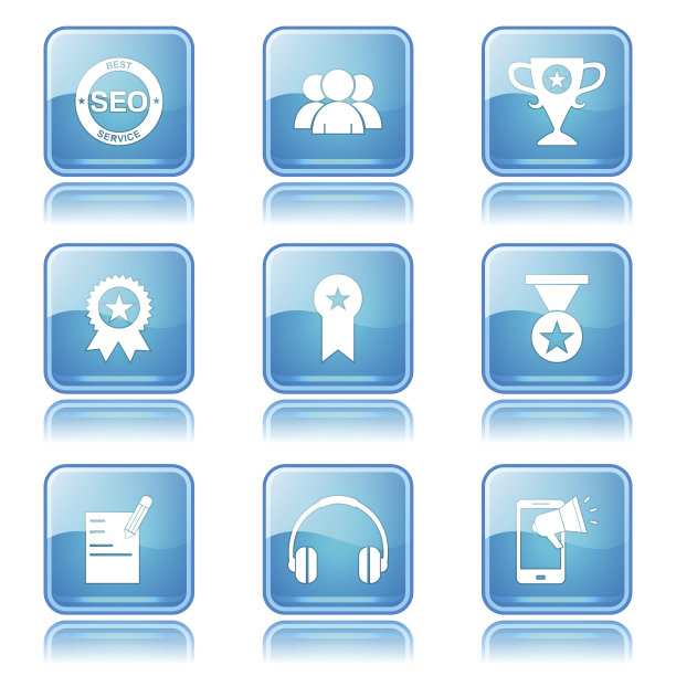 SEO互联网标志方形矢量蓝色图标设计集9图片下载