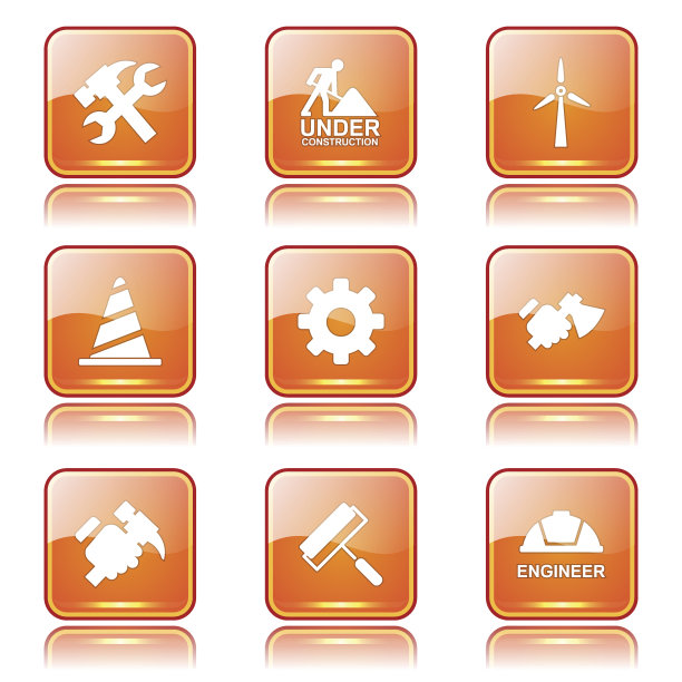 建筑工具方形矢量橙色图标设计集2图片下载