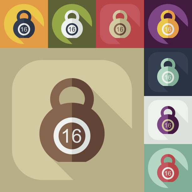 扁平的现代设计与阴影图标的重量图片下载