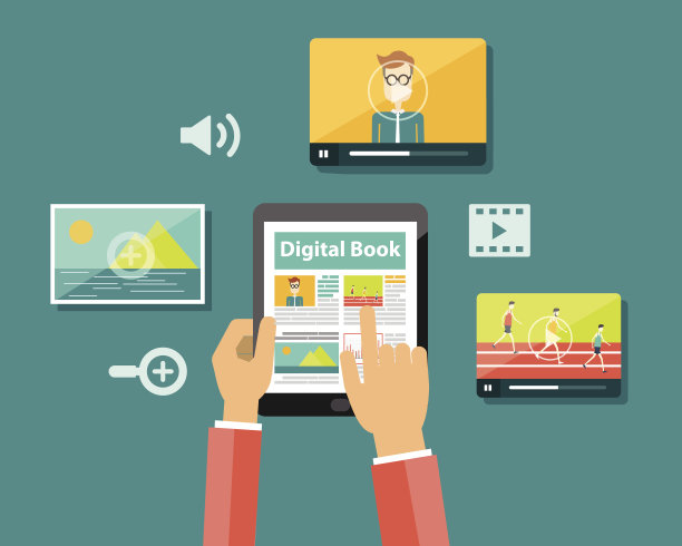 商业数字图书和数字杂志的概念图片下载